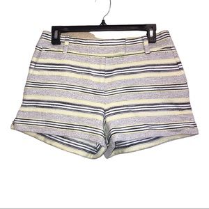 Ann Taylor Loft Shorts Yellow Striped Textured Riviera Dress Linen Blend Size 4P
